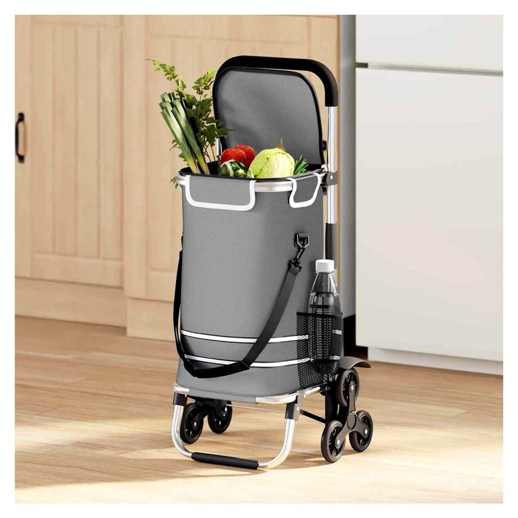 Einkaufstrolley, faltbarer Wagen mit verstellbarem Griff, 40 L, Polyester, für Supermarkt und Spaziergänge
