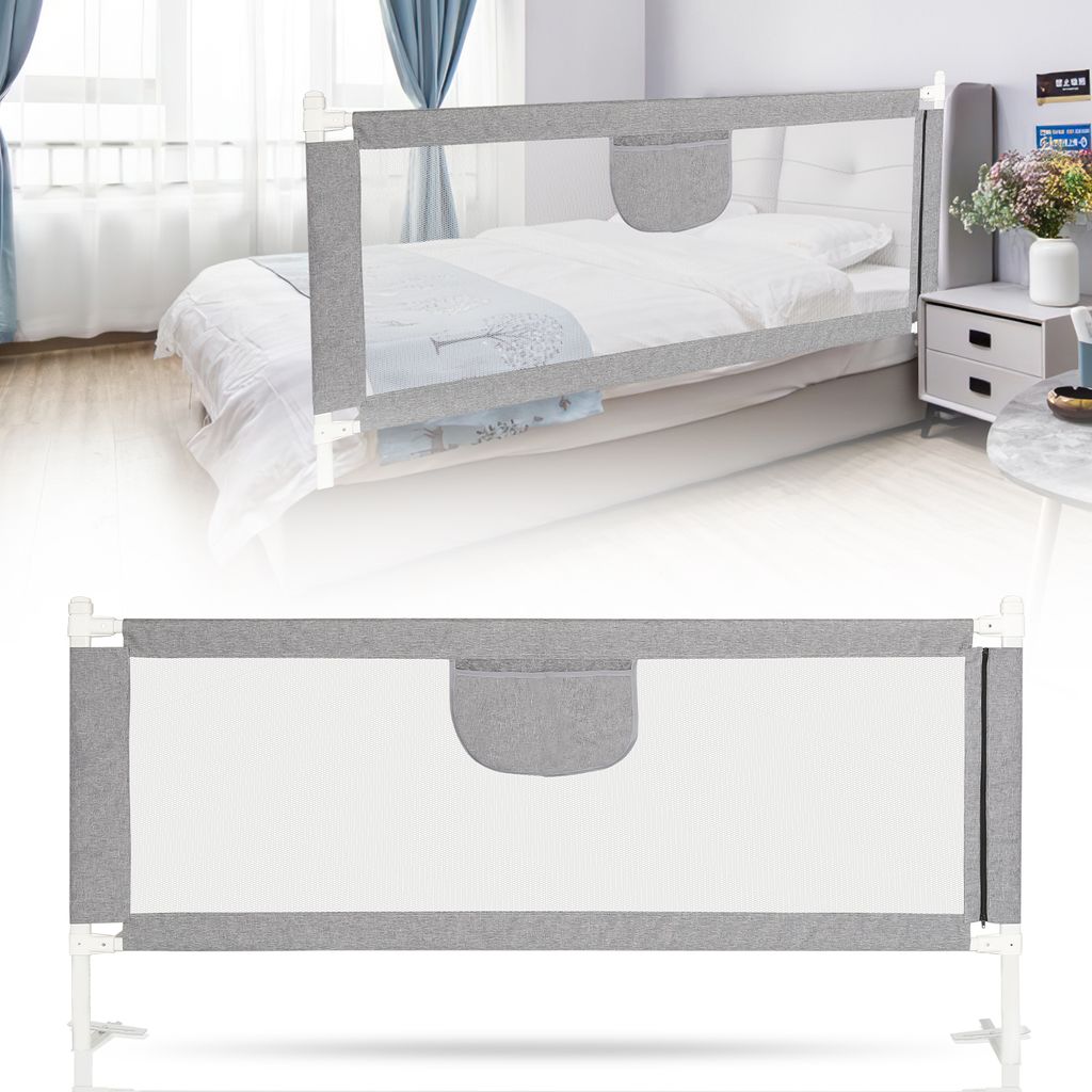 Jopassy Bettgitter Bettschutzgitter Kinderbettgitter Babybettgitter 180 x 80 cm EXTRA HOCH Gitter Kinderbett Fallschutz Bett Darkgray