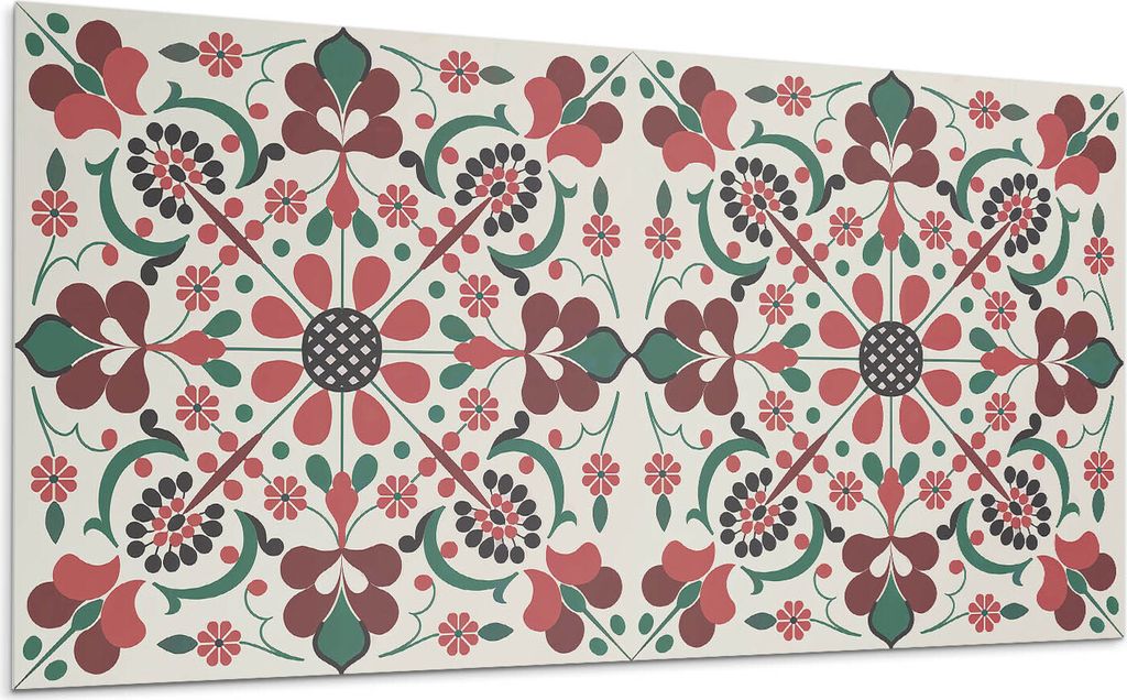 Blumenmuster Mit Symmetrie – Selbstklebende Fliesen – Wandverkleidung – Wandpaneel – PVC Fliesen – Vinylflisen – PCV Flisen – Selbstk...