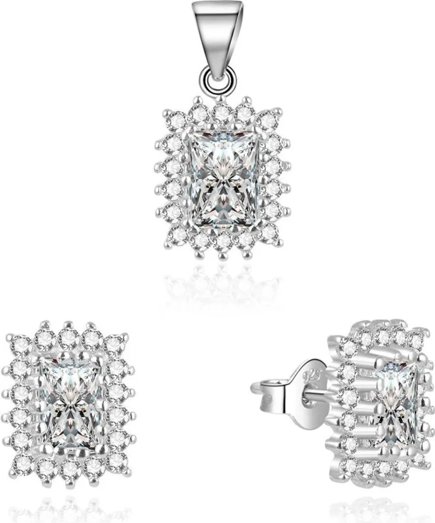 Ensemble Bijoux Femme avec Pendentif et Boucles d'Oreilles en Zirconium