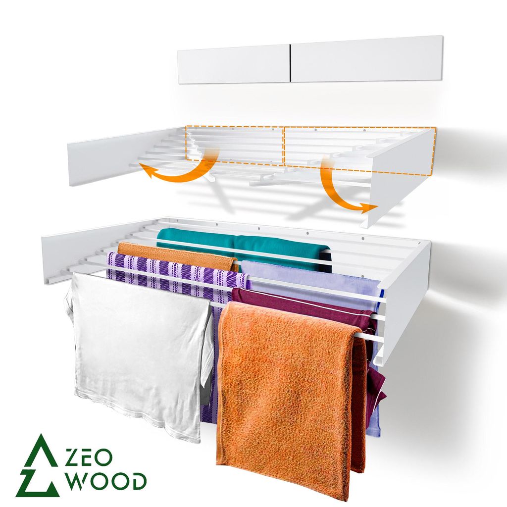 ZEO WOOD Wandwäschetrockner klappbar 120 cm, platzsparender Produktbild 