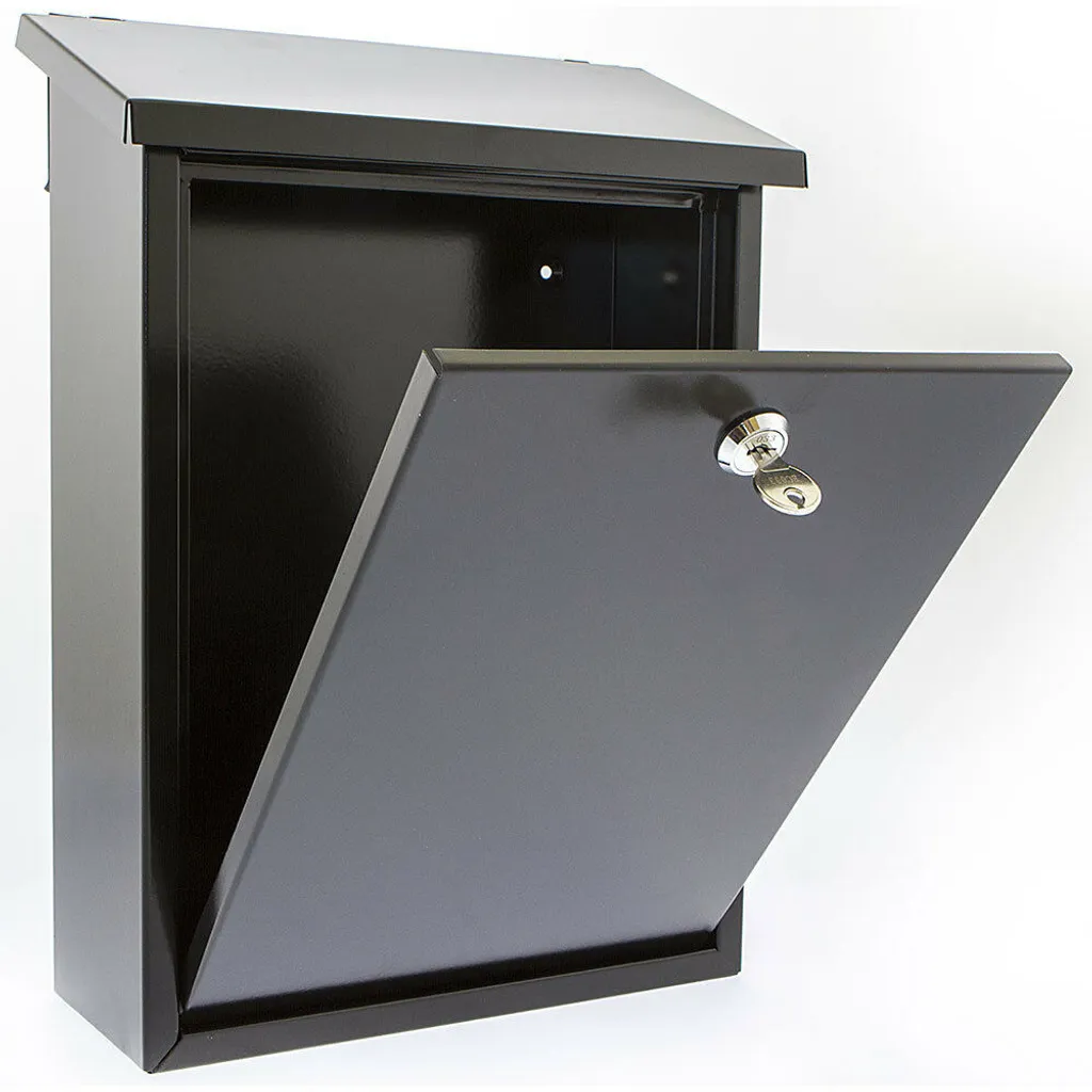 Boîte aux lettres murale design en acier noir pour maison et bureau