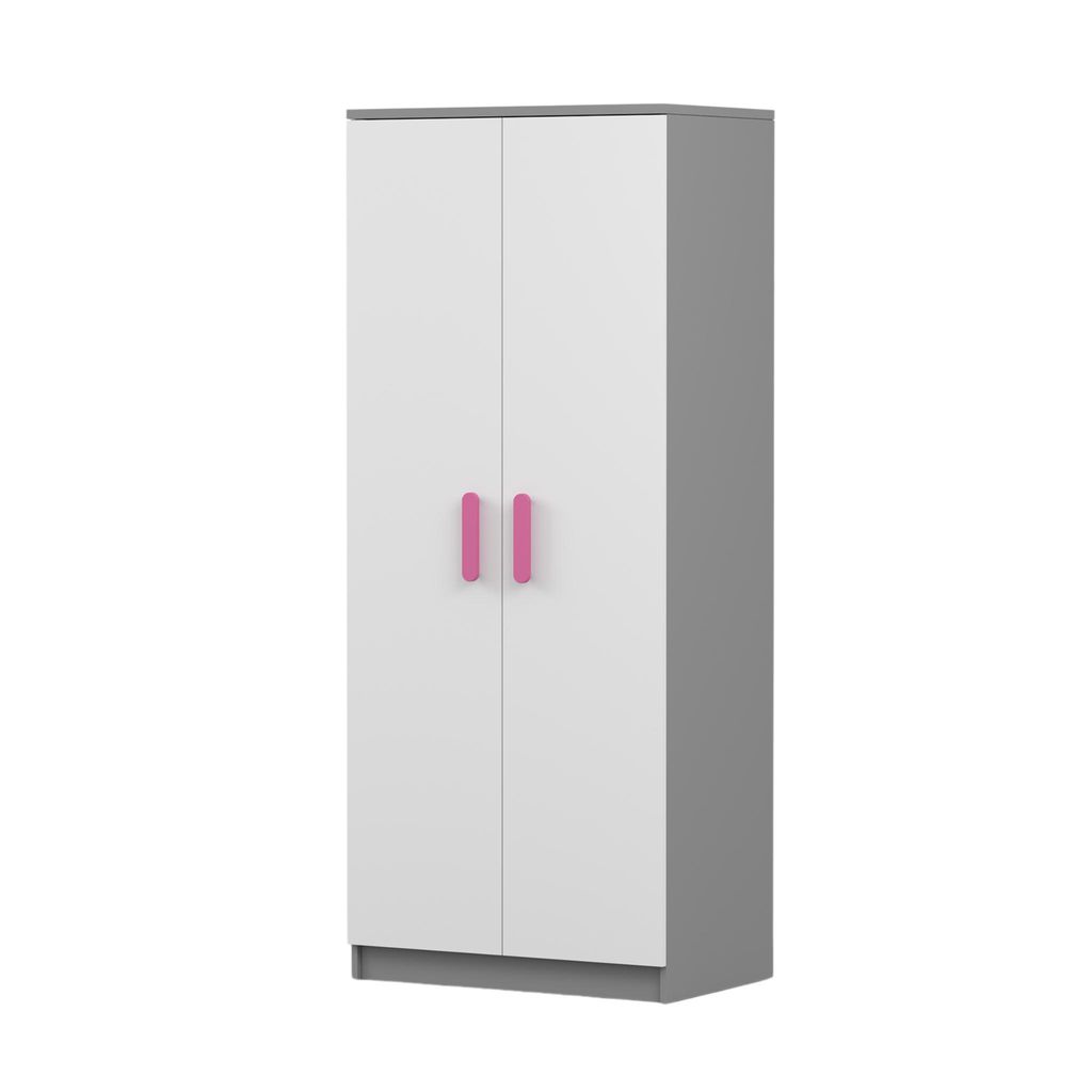Drehtürenschrank JONAS 06 – Kinderschrank 80 cm Grau/Weiß Produktbild 