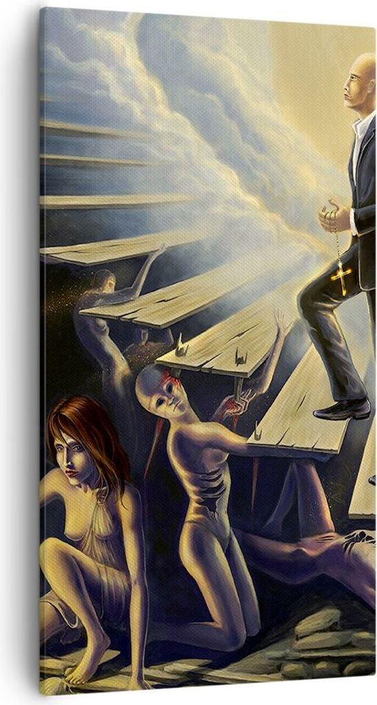 Bild auf Leinwand - Leinwandbild - Abstraktion schwarze Wolke Dunkelheit - 55x100cm - Wand Bild - Wanddeko - Leinwanddruck - Bilder - Kunstdruck - ...
