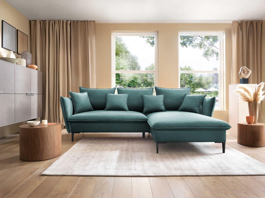 Masseno Ecksofa SOLE mit Schlaffunktion L-Form, Sofa mit Bettkasten, Wohnzimmersofa, Couch, Soffa, Bettsofa, Couchgarnitur- Grün, RIVIERA 87