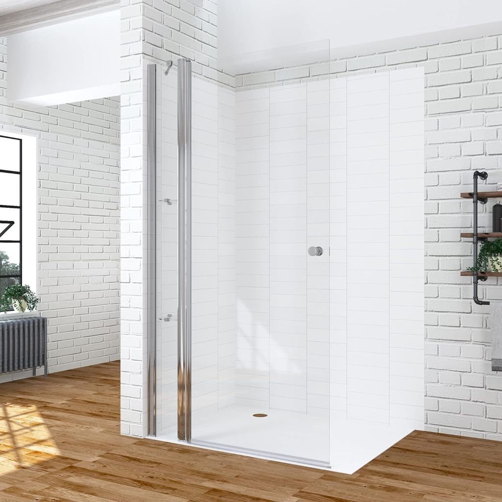AQUALAVOS Walk in Dusche Duschglas Duschabtrennung Duschwand Glas 105x197 cm mit Duschablage
