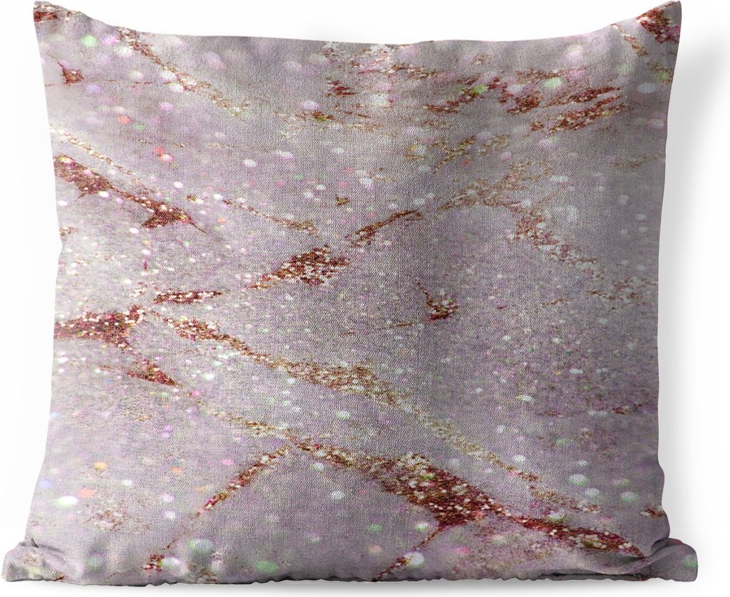 MuchoWow Outdoor Kissen - Marmor - Lila - Rot - 50x50 cm - Wetterfest - Lounge Kissen - Komfortabel - Kissen mit Bild