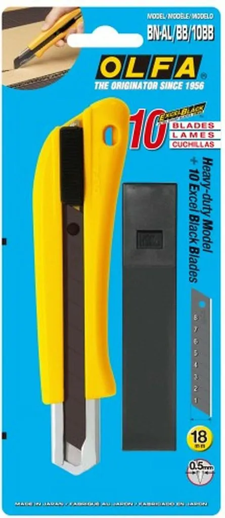 Set 10 Cutter Professionale Olfa BN-AL 18mm - Giallo/Nero Originale