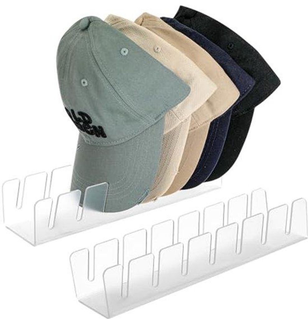 Ultiluxe Cap Organizer - 2er Set - Pettenhalter - Mützenhalter - 14 Caps - Freistehend - Kein Zusammenbau erforderlich - Transparent