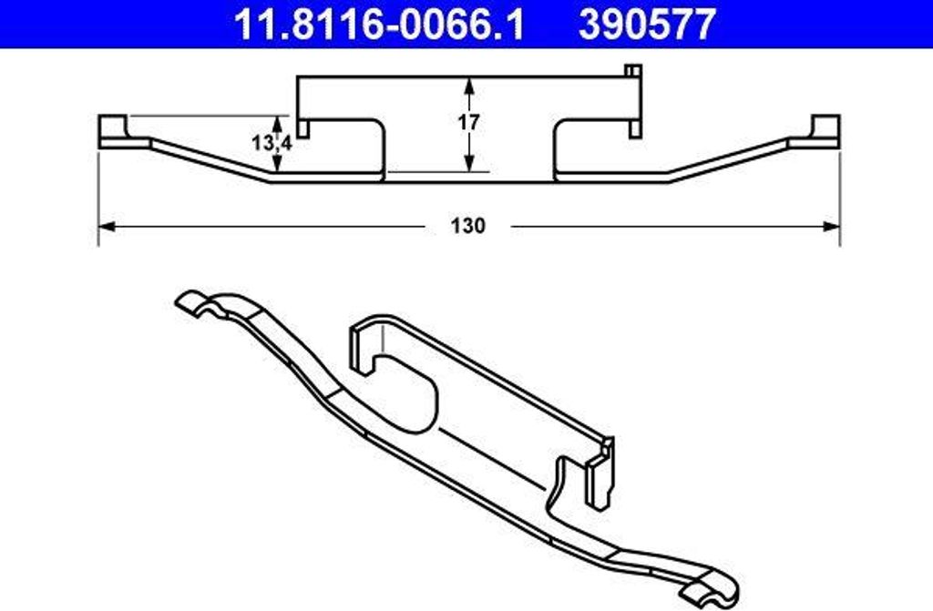 ATE 11.8116-0066.1 Feder, Bremssattel OE 34211157046 kompatibel mit 1er E81, 1er E87, 1er E88, 1er E82, 3er E30, 3er E36, 3er E46, 3er E90, 3er E93...