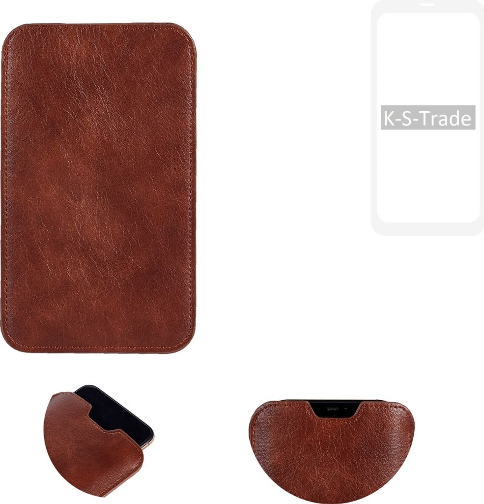 K-S-Trade Schutzhülle Handyhülle kompatibel mit Motorola Moto E6 Plus Handytasche Kunstleder Sleeve in braun