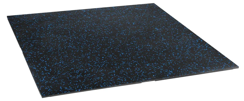 Dalle de protection de sol fitness en caoutchouc POS15 noir et bleu