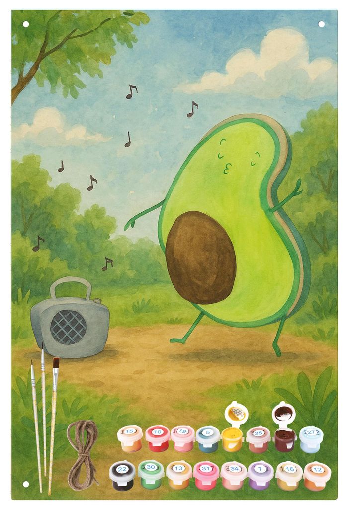 Mr. & Mrs. Panda Malen nach Zahlen Avocado Tanzen Design - Weiß - Geschenk, set, Dekoschild, Singen, Feier, Party, Blechtafel, zahlenmalerei, Musik