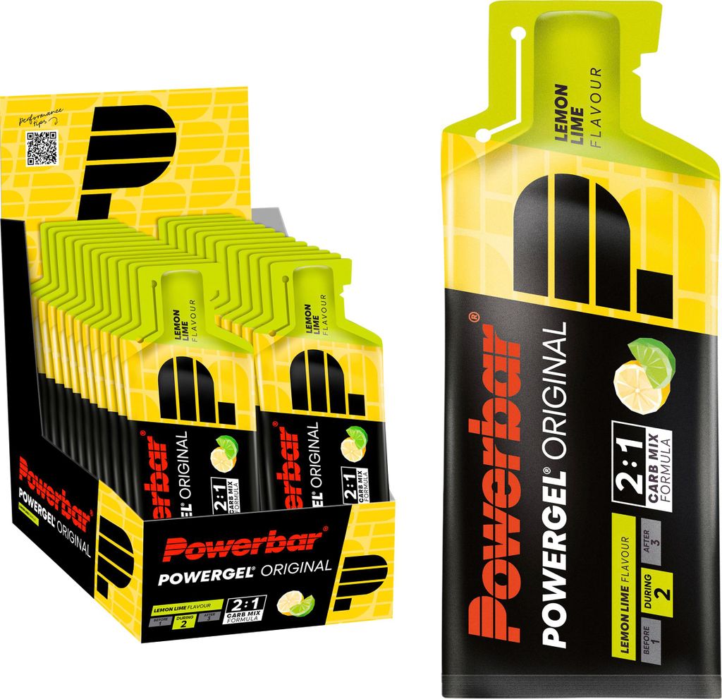 POWERBAR PowerGel Fruit Lemon Lime Zitrone High Carb Energie Gel Natrium 24x 41g
