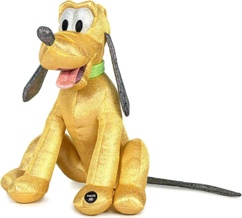 Peluche Pluto Disney 100 avec Paillettes Brillantes et Effets Sonores