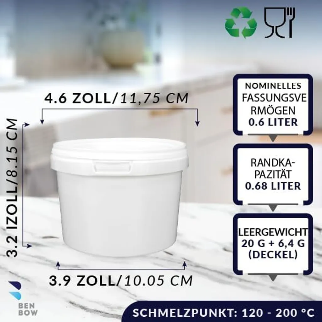 100 Contenitori BenBow 0,5L Professionali Bianchi - Resistenti e BRC - 3