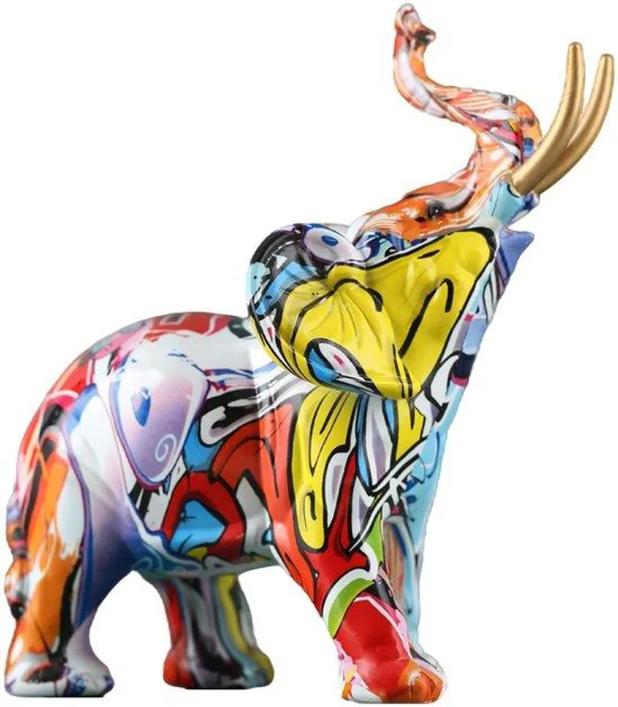 Figurines éléphants colorées 26 cm en résine pour décoration de salon