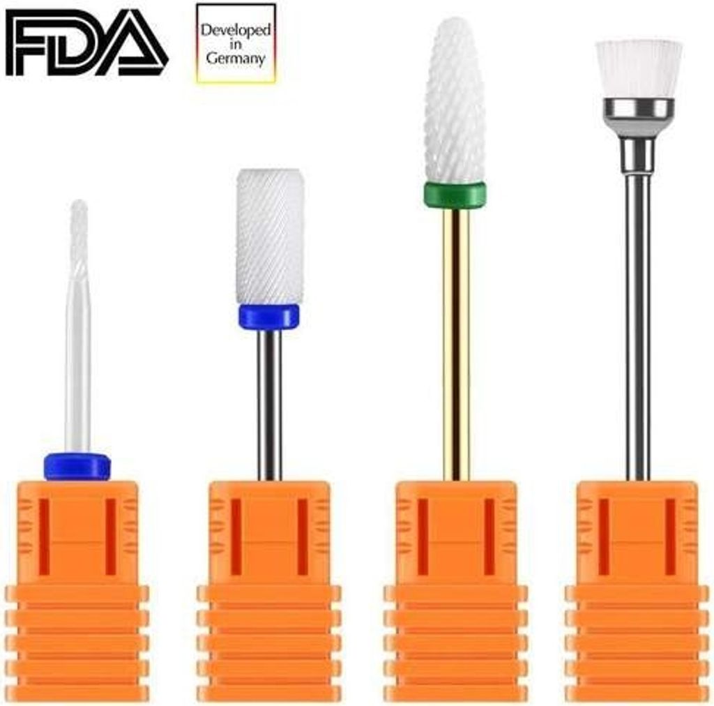 JCMaster 3x Premium Keramik Nagelfräser Bit Set + 1x Bürstenbit, Standardmaße