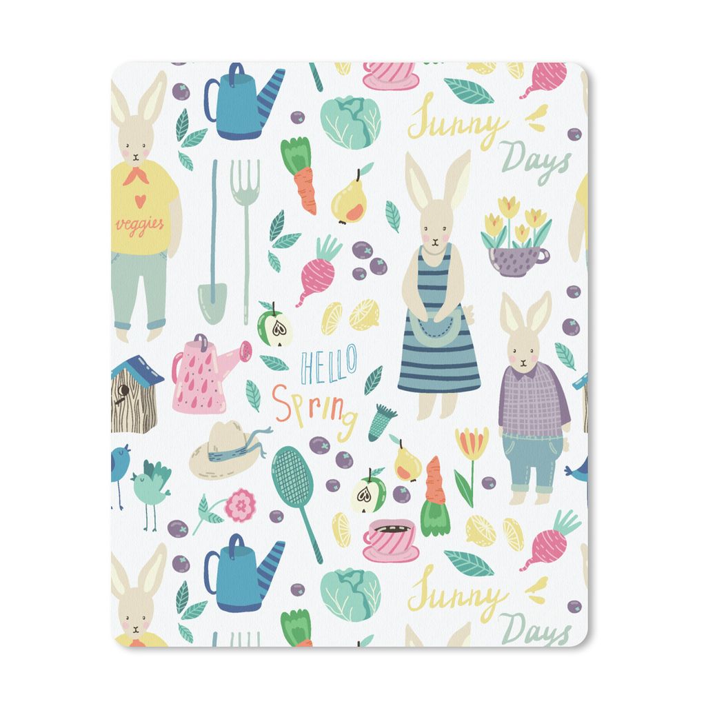 MuchoWow Mauspad Mousepad Muster - Kaninchen - Frühling - Garten 30x40 cm - Mousepads - Maus Mat - Pad - Mausunterlage - Mausmatten
