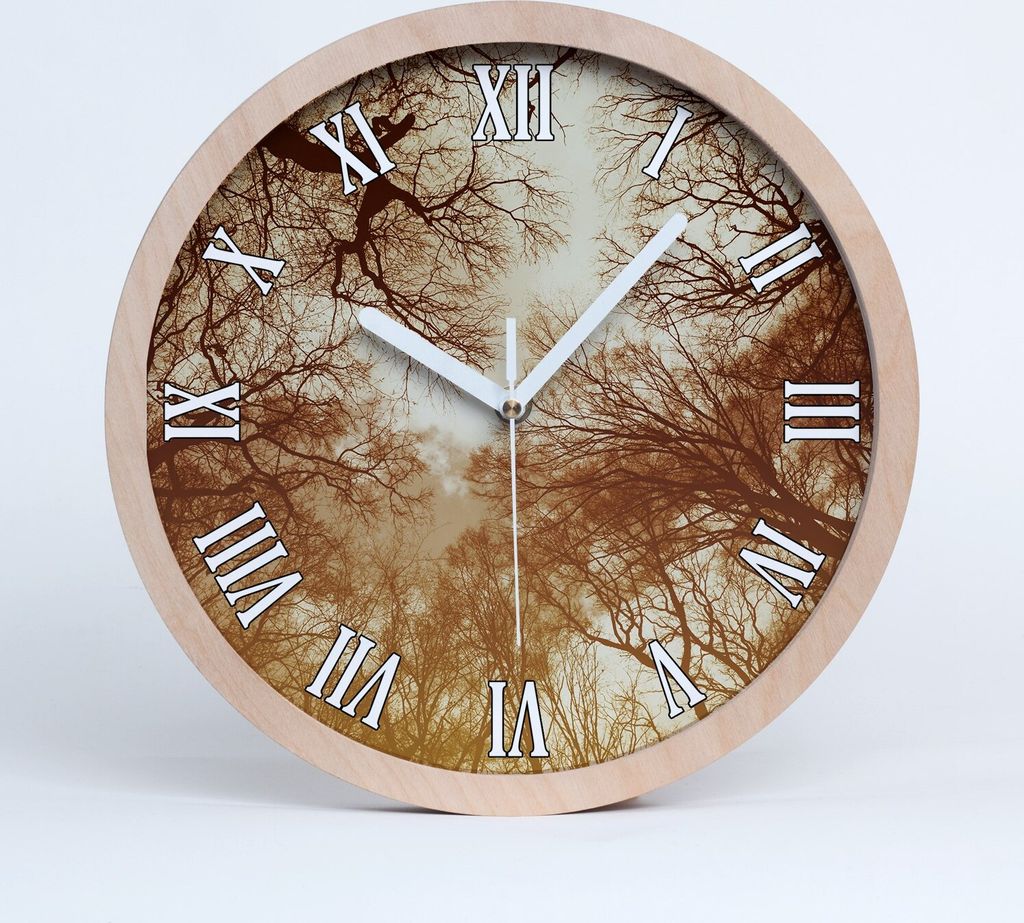 Holzuhr 20fi cm wanduhr - weiße Spitzen - Wald