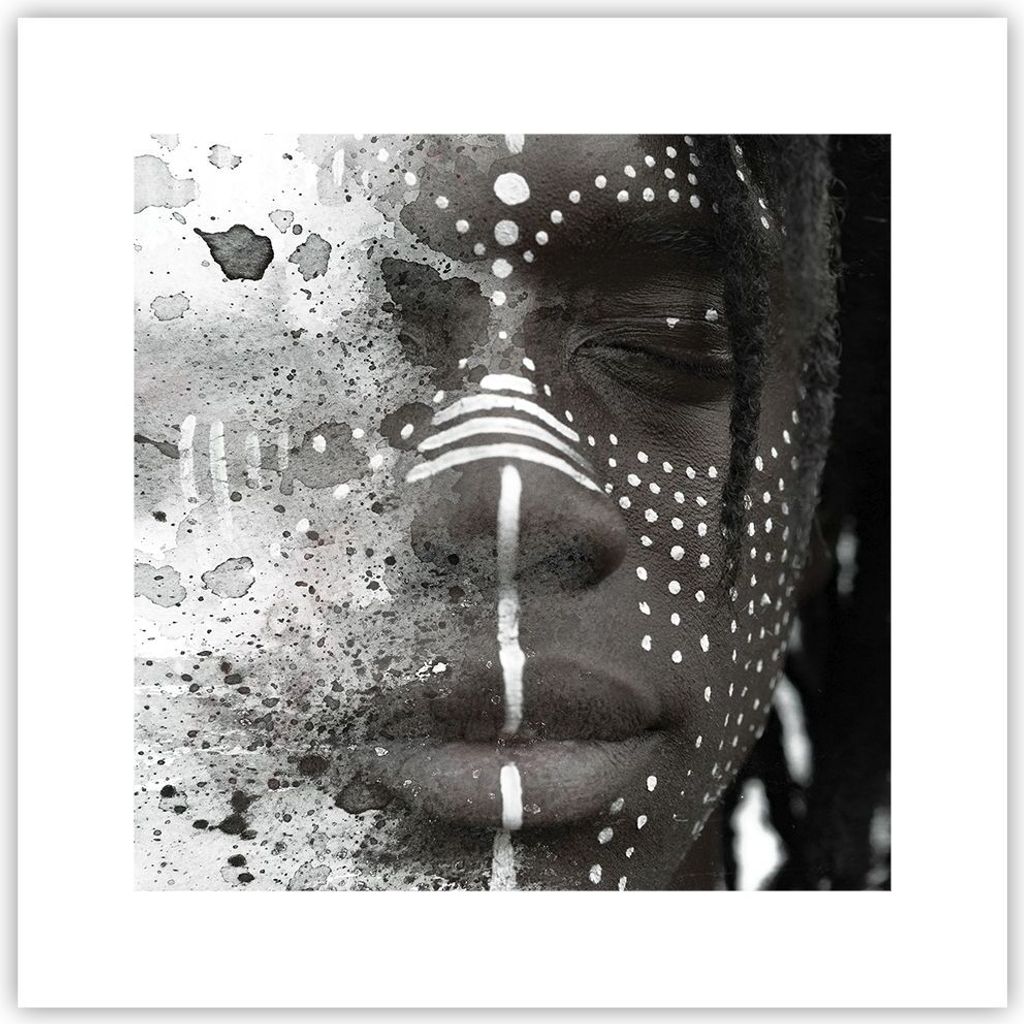 Poster - Poster ohne Rahmen - Afrikanisch Autochthon Gesicht - 30x30 cm - Wand Bild - Wanddeko - Wandbilder - Kunstposter - Wandposter - Bilder - K...