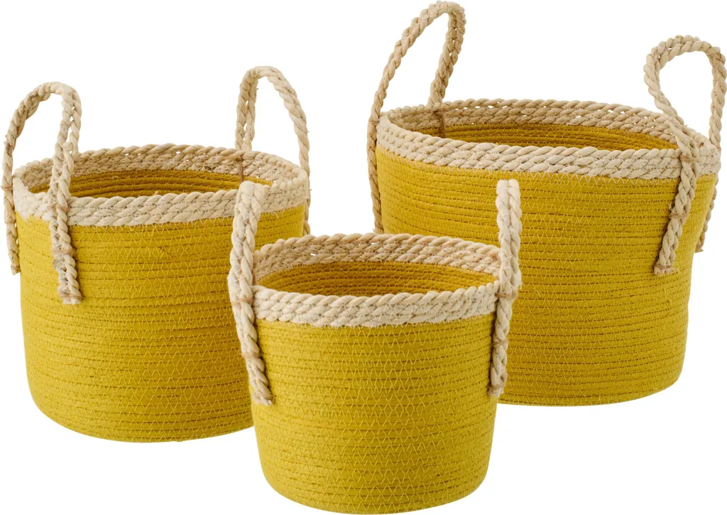 Paniers de rangement en papier tressé J-Line, set de 3 paniers naturel