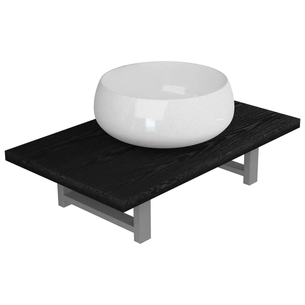 Arredo Bagno Nero vidaXL: Lavabo Ceramica e Mensola Design Industriale