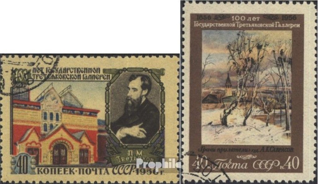 Briefmarken Sowjetunion 1956 Mi 1847-1848 (kompl.Ausg.) gestempelt Tretjakow-Gemäldegalerie
