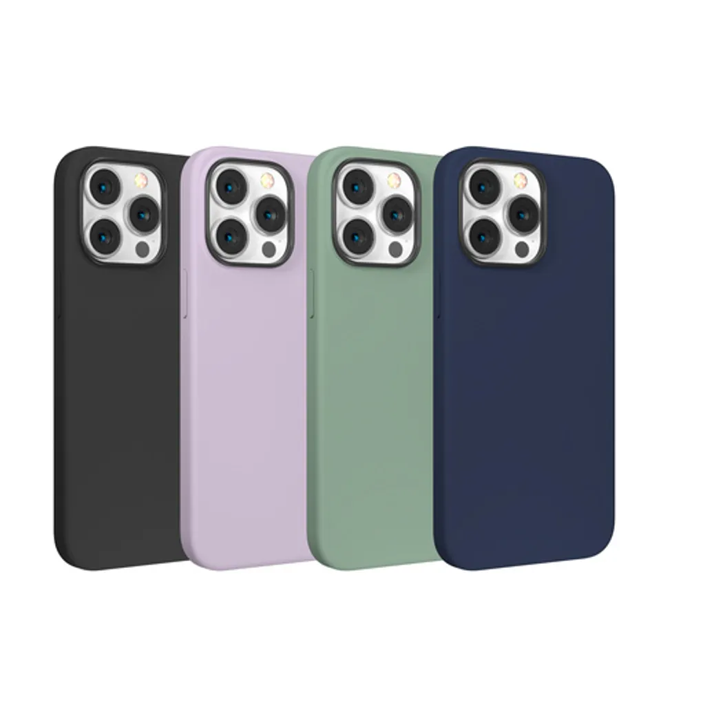 Coque silicone iPhone 14 Pro Max Devia bleu nuit anti-rayures mince