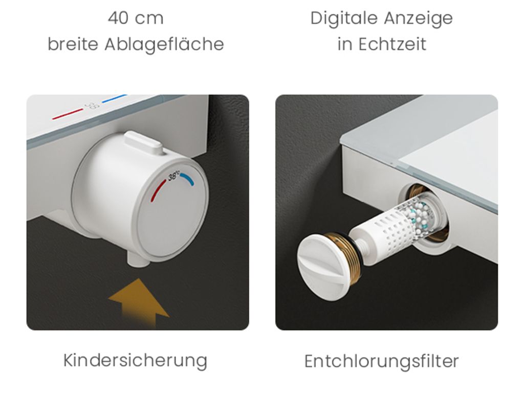 EMKE Duschsystem mit Thermostat, 36x24cm Regenduschkopf, Produktbild 8