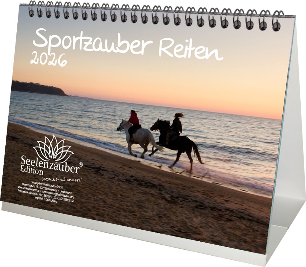 Sportzauber Reiten DIN A5 Tischkalender für 2026 Freizeit Sport Pferde - Seelenzauber