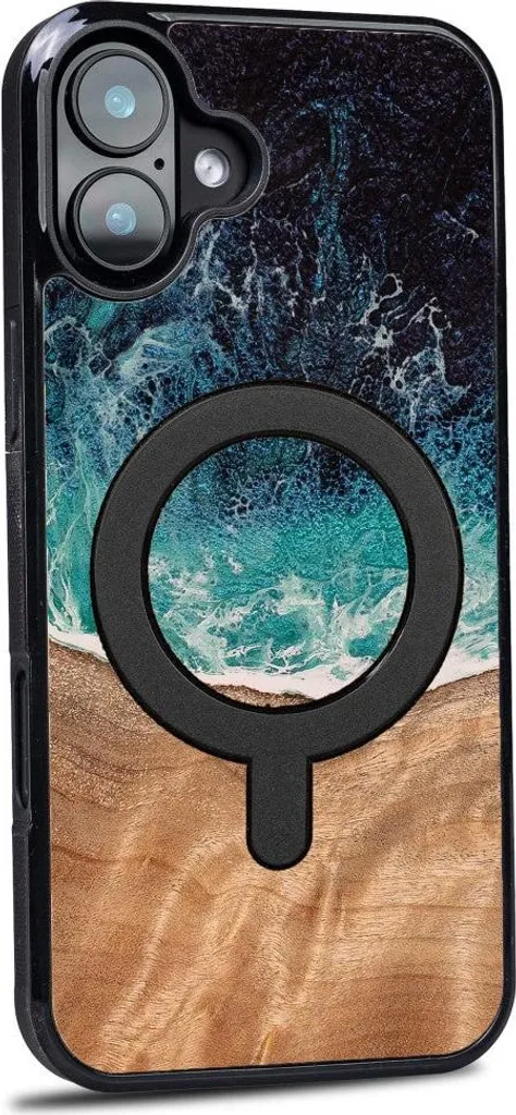 Cover MagSafe iPhone 16 Plus Bewood Unique Legno e Resina Blu - 2