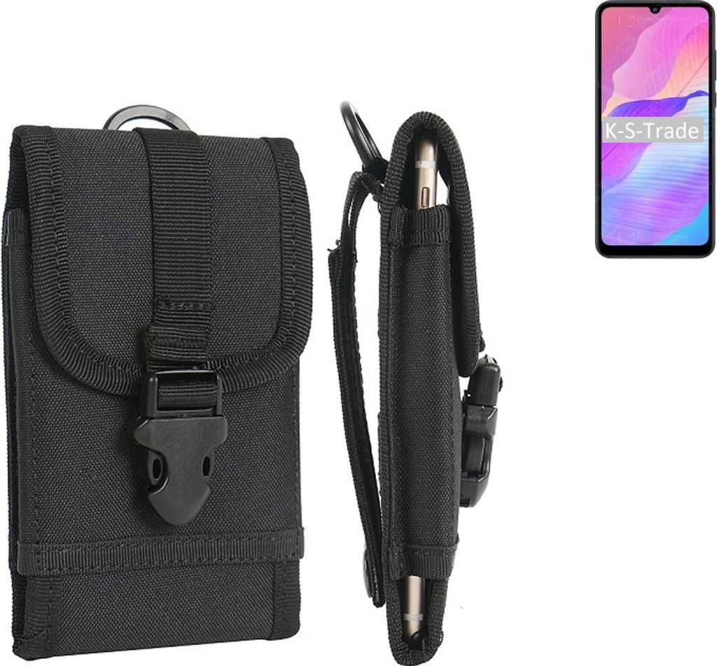 K-S-Trade Holster Handy Hülle kompatibel mit Huawei Enjoy 20e Holster Handytasche Gürtel Tasche Schutz Hülle Robust Outdoor schwarz