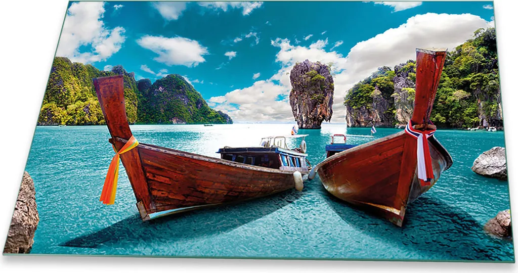 Copri Fornelli 80x52 Vetro Temperato Blu Mare | Tagliere e Paraspruzzi