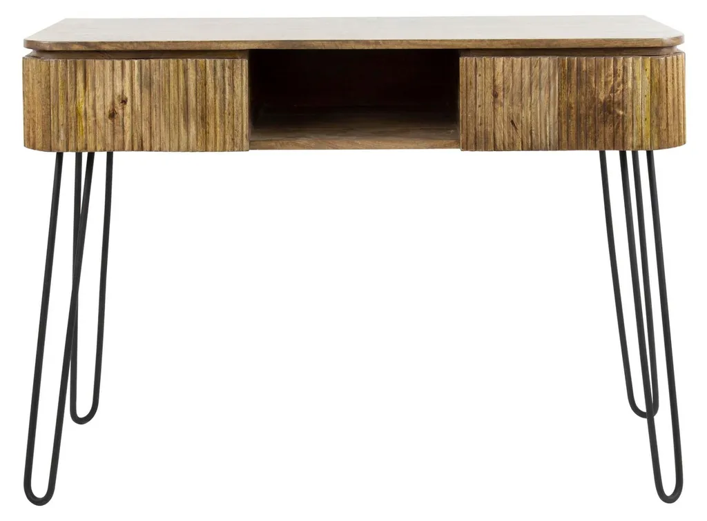 Table console de salon bicolore 110 cm au style industriel moderne