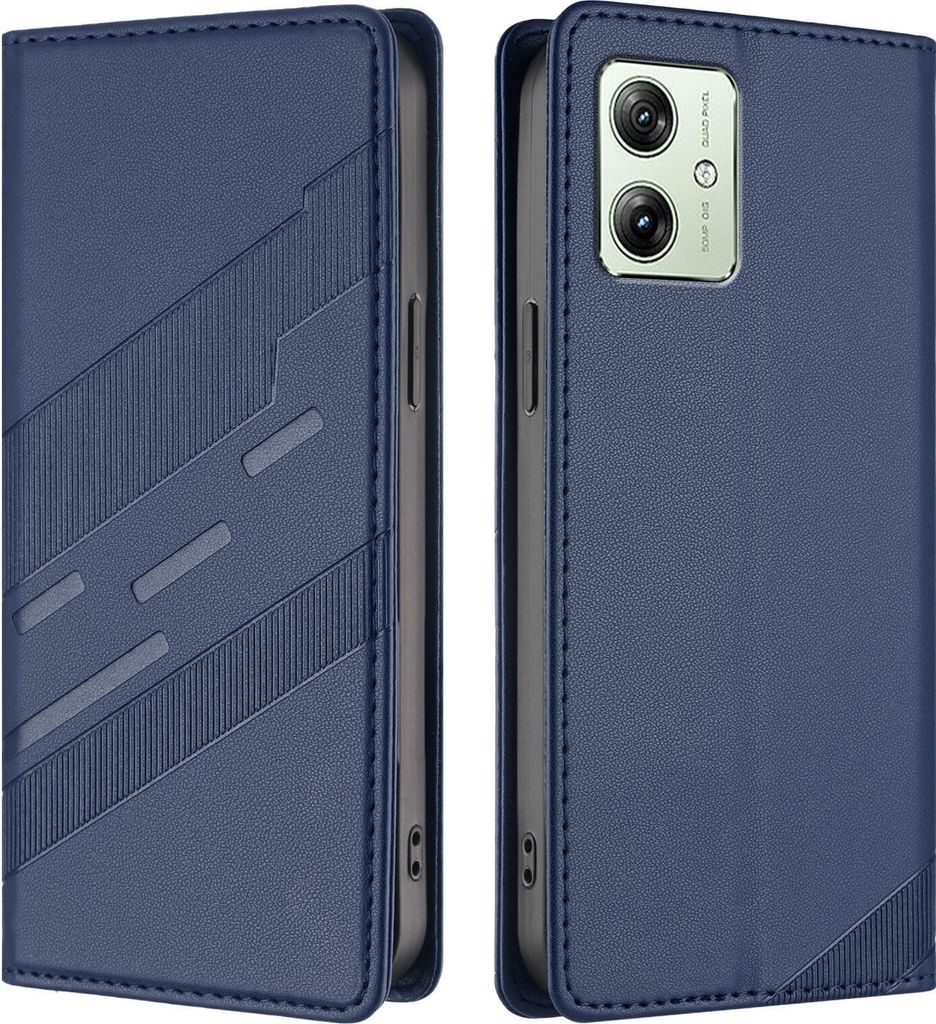 Hülle für Motorola Moto G14/Moto G54, Kunstleder Brieftaschen Handyhülle mit Kartenfach und Standfunktion Blau