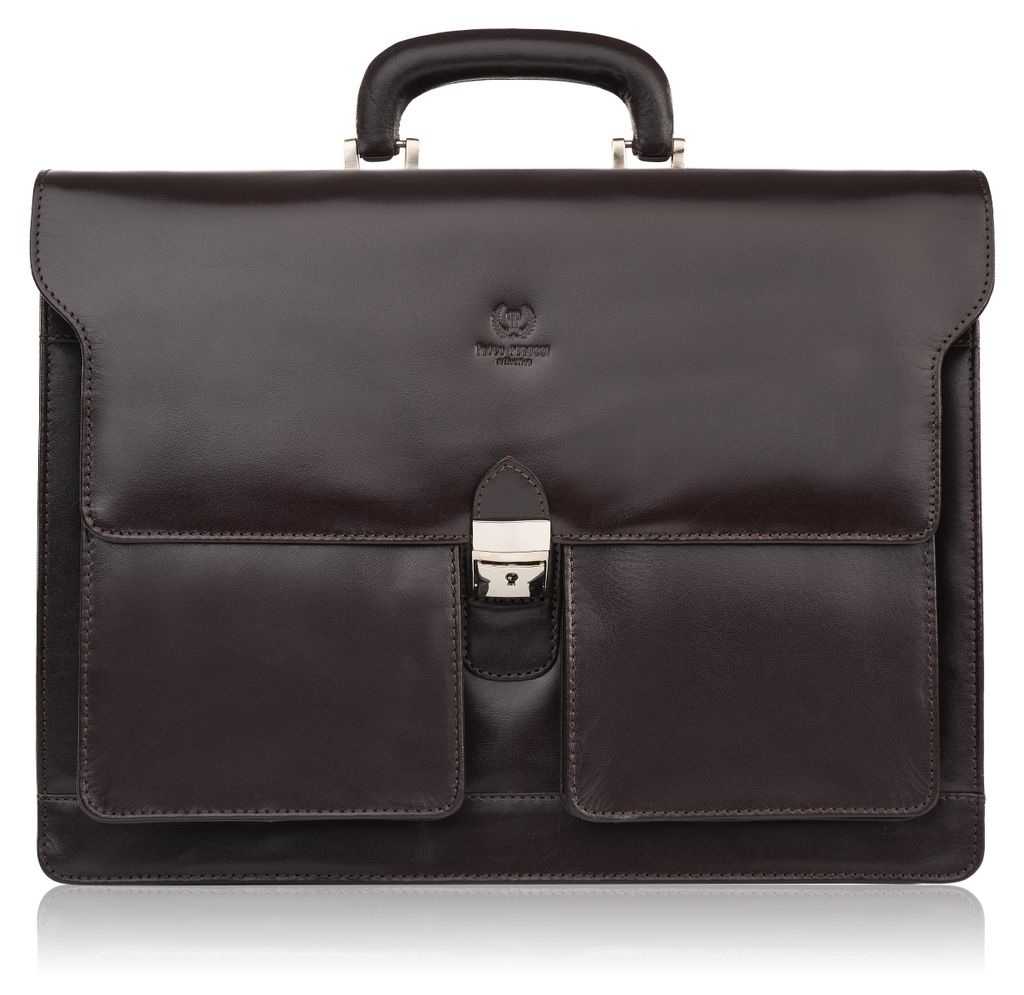 Herren Leder Umhängetasche für Arbeit Aktentasche für Dokumente und Laptop braun Paolo Peruzzi T-122-BR