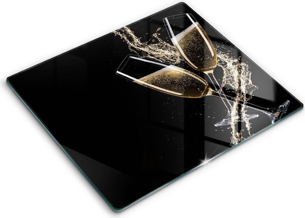 Abdeckung Glas - Küchenabdeckung - 60x52 cm - Abdeckplatte -Gläser Champagner