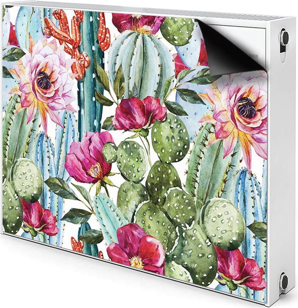 Magnet Radiator Magnet Mat Heizkörperverkleidung Heizkörper-Abdeckung Heizung 100x60 cm - Blumen, Kaktus