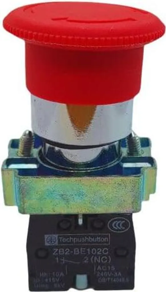 Bouton d'arrêt d'urgence type champignon 2xNC argenté pour sécurité