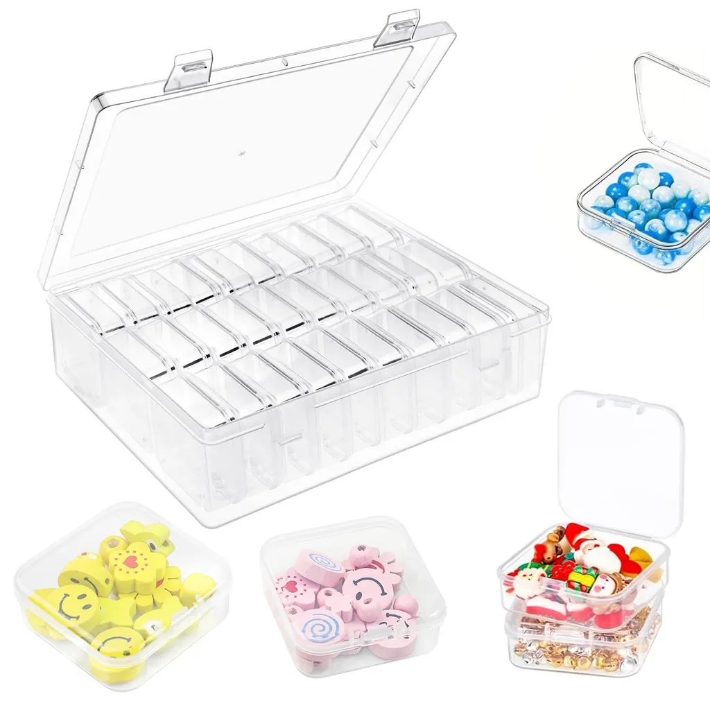 Lot de mini boîtes de rangement avec couvercle pour bijoux et perles