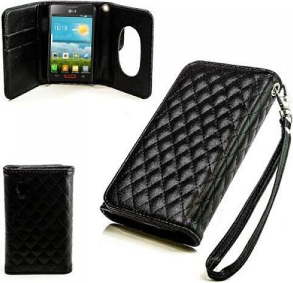 LG Optimus L4 II E440 Booksytle Handtasche Mirror Schwarz