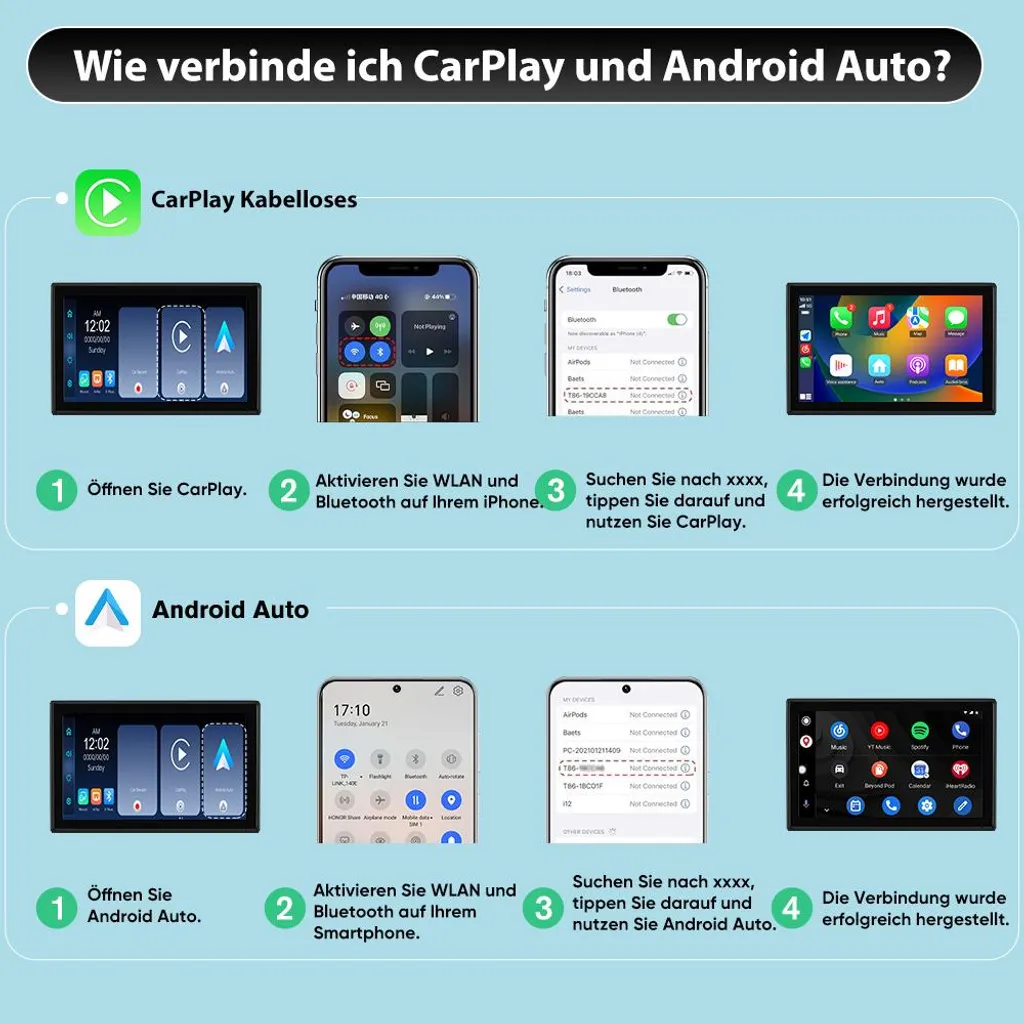 Écran tactile 9'' CarPlay Android Auto pour navigation et mains libres - 11