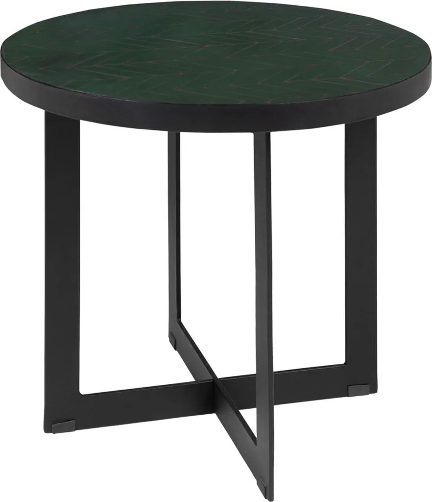 Table Basse Ronde Céramique Vert et Noir - Mobilier de Luxe Haute Qualité
