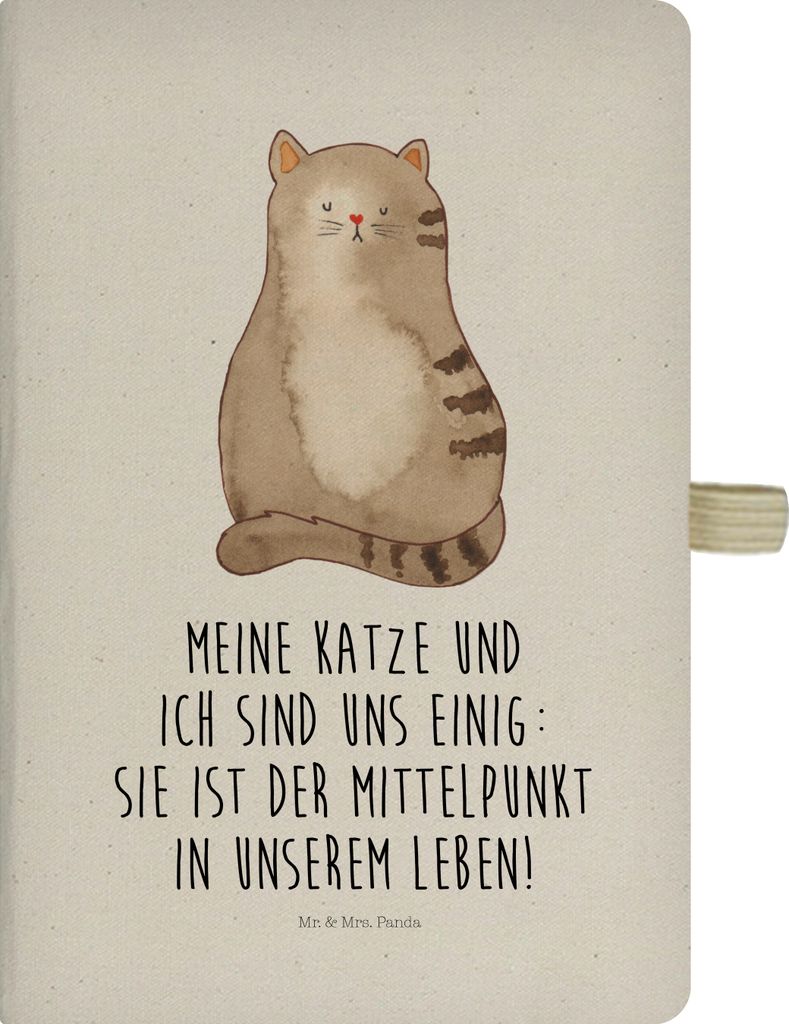 Mr. & Mrs. Panda Skizzenbuch Katze Sitzen - Transparent - Geschenk, Cat, Cats, Herz, a4, Tagebuch, Journal, Adressbuch, Mietze, notizbuch