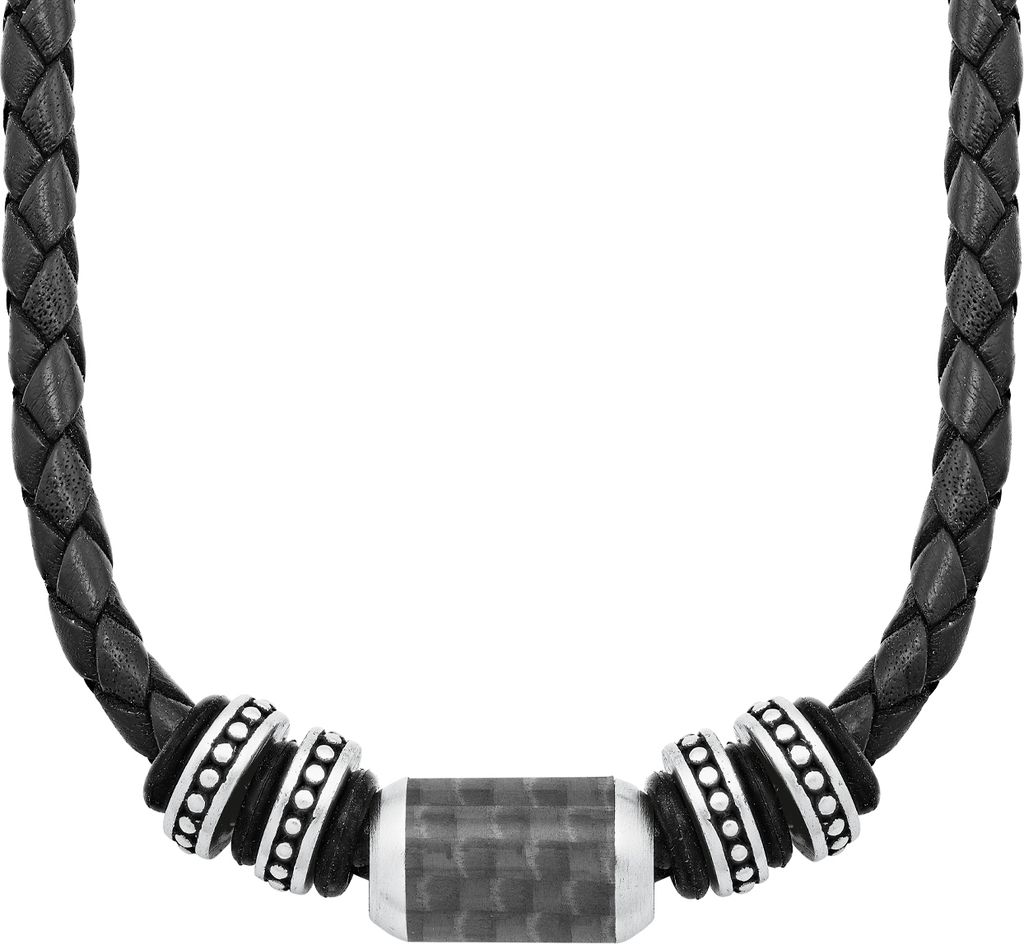 S.Oliver Leder Collier 2026107 Edelstahl Carbon Produktbild 
