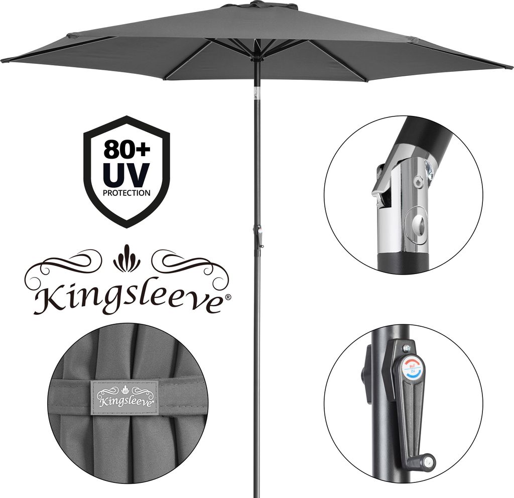 KINGSLEEVE® Parasol inclinable Ø300cm anthracite Parasol en Image du produit 
