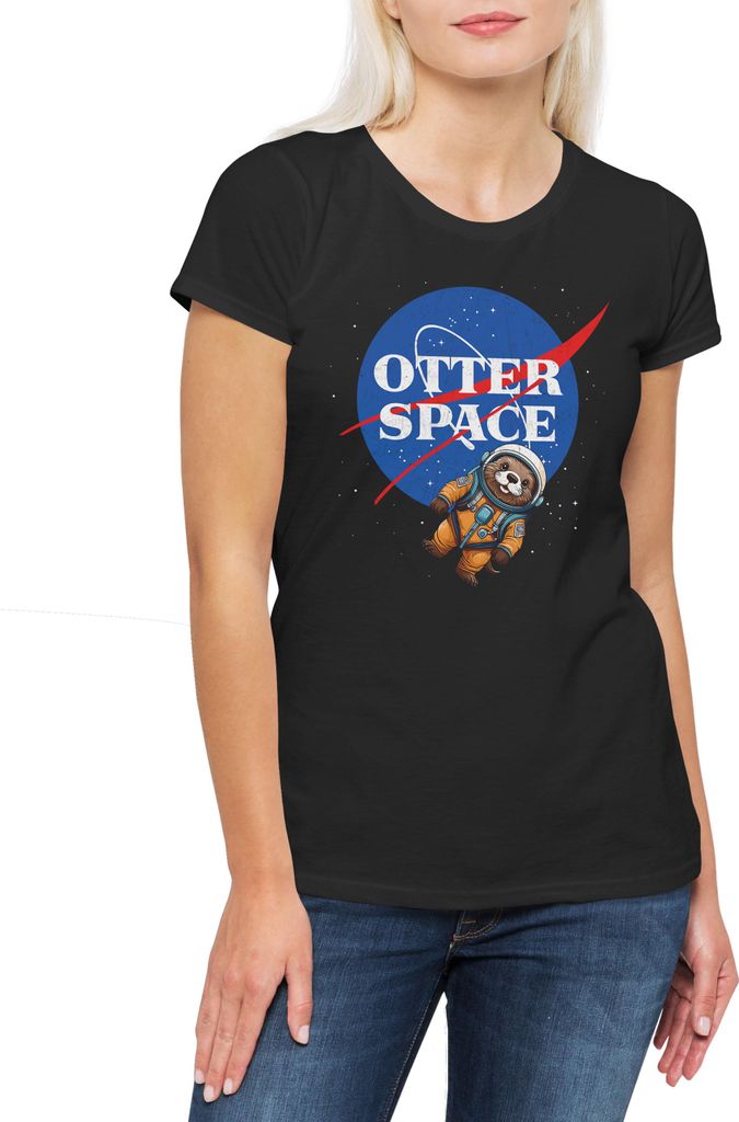 Urban Backwoods Otter Space B, Damen T-Shirt, Farbe: Schwarz, Größe: S