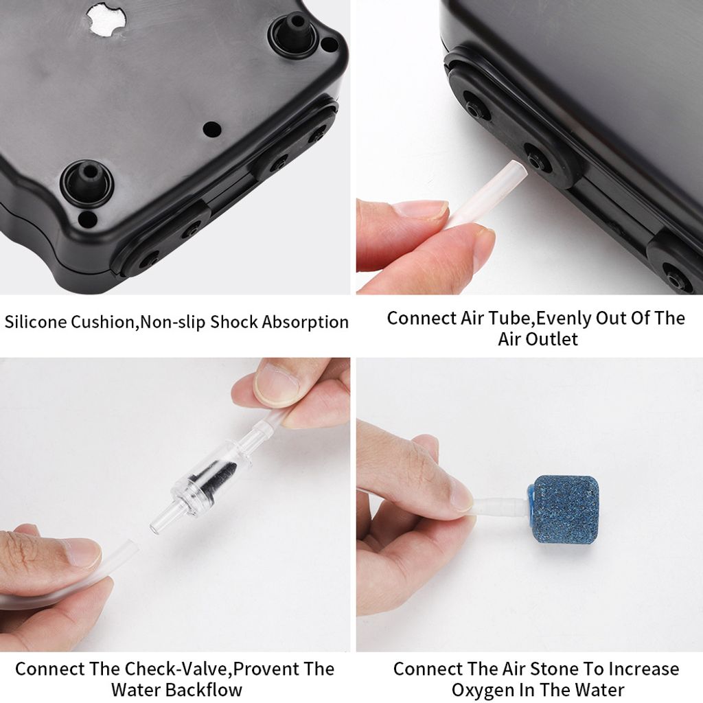 Luftpumpe, einzelnes Luftloch, Aquarium-Sauerstoffpumpe, Aquarium-Bubbler, komplettes Zubehoer, geraeuschloser Betrieb