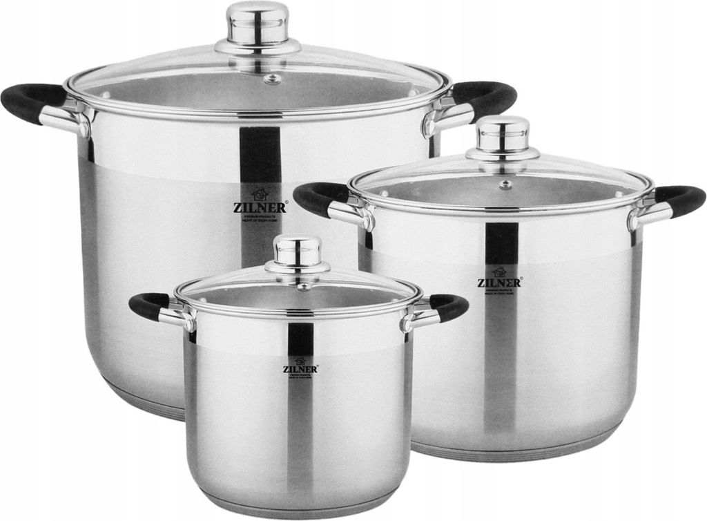 3er Set 5,6L/7,25,6L/9L Edelstahl ZILNER Kochtopfset | Induktionstopfset | Induktionstopfset | Induktionstopfset passend ZL-7361